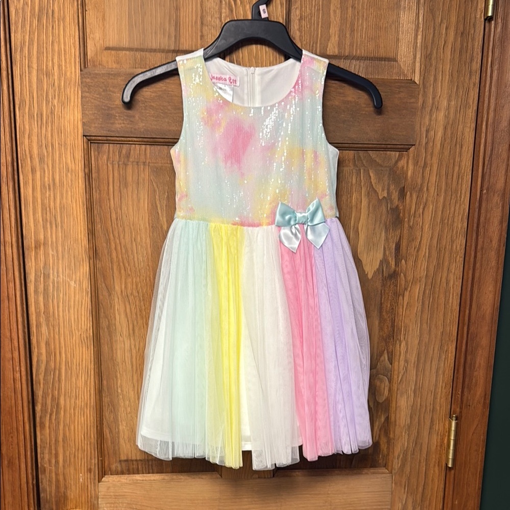Jessica Ann Pastel Sequin Dress with Bow